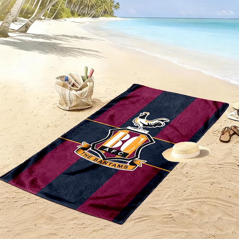 Bradford City AFC Print Beach Towel, Large Soft Quick Dry Towel for Beach Camping Swimming