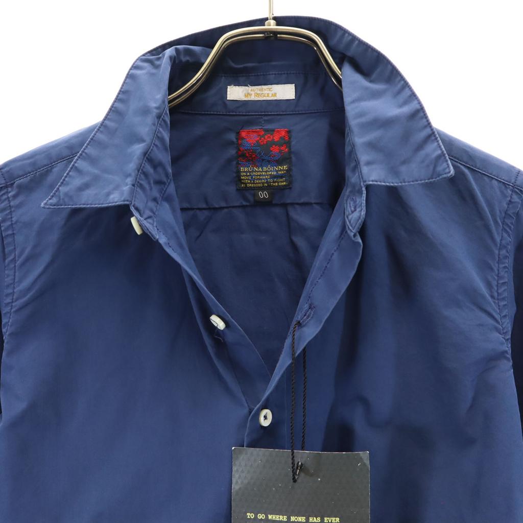 unused BRU NA BOINNE Long sleeve Cotton shirt OO Navy Men's Used