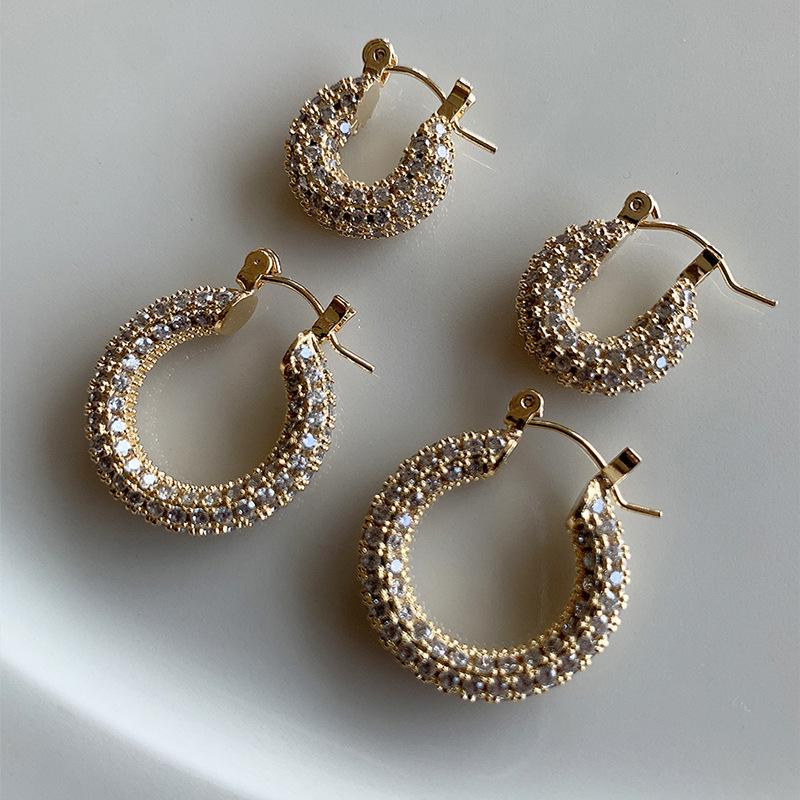 Elegant Zircon U-Shaped Earrings: Luxury Geometric Studs for Women