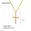 Uworld Retro 18K PVD Gold Plated Clear Crossed Zircon Necklace Cubic Zirconia Cross Pendant Necklace Collar Acero Inoxidable