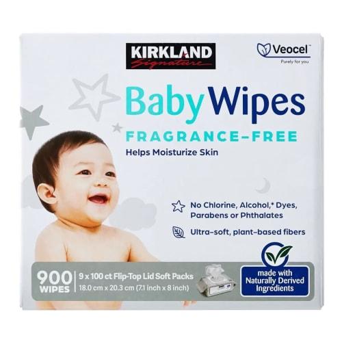 Kirkland Signature Baby Wipes (Infant and Toddler Wipes), Unscented, Large, 100 Wipes (Easy Trial Pack), Pack of 3