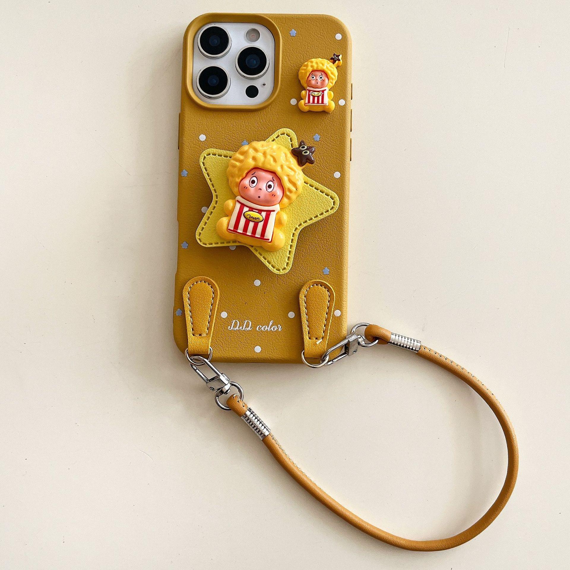 

Мультяшний Чоловічок-Зірка Чохол для iPhone: Сумісний з iPhone 13-16, Штучна шкіра, Захист від падінь, Шнурок у комплекті, Підходить для Apple 17 Pro 15 Pro