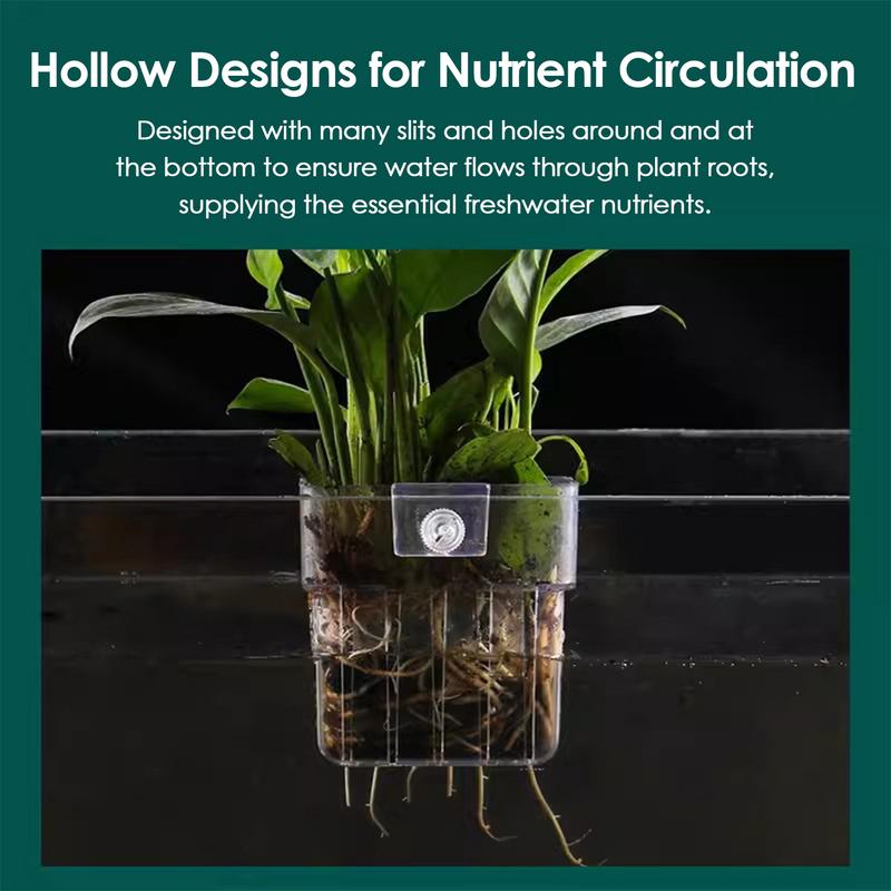 Fish Tank Plant Holder Aquarium Plant Basket Transparent Fish Tank Planter Hydroponic Planting Basket for Fish Tank Landscape