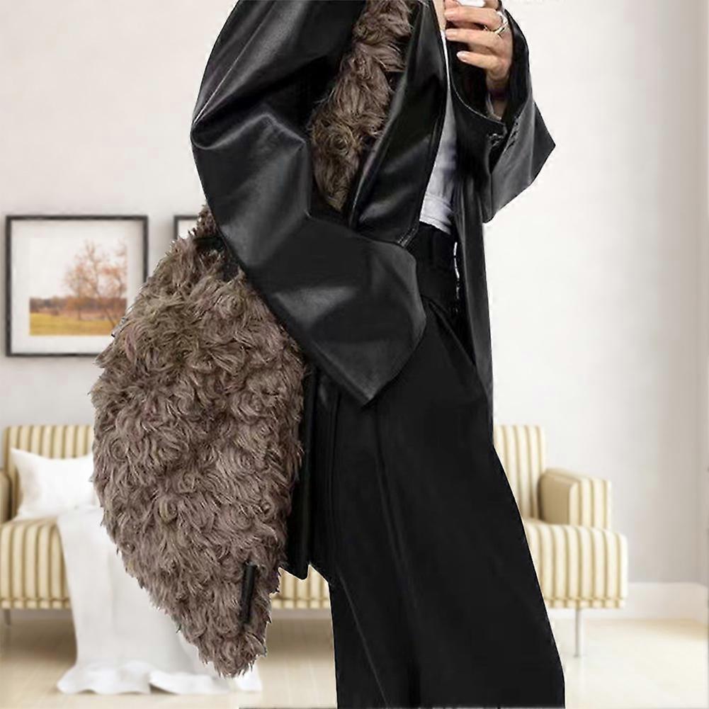Ladies Fluffy Hobo-Bag Retro Casual Shopping Bag for Everyday Life