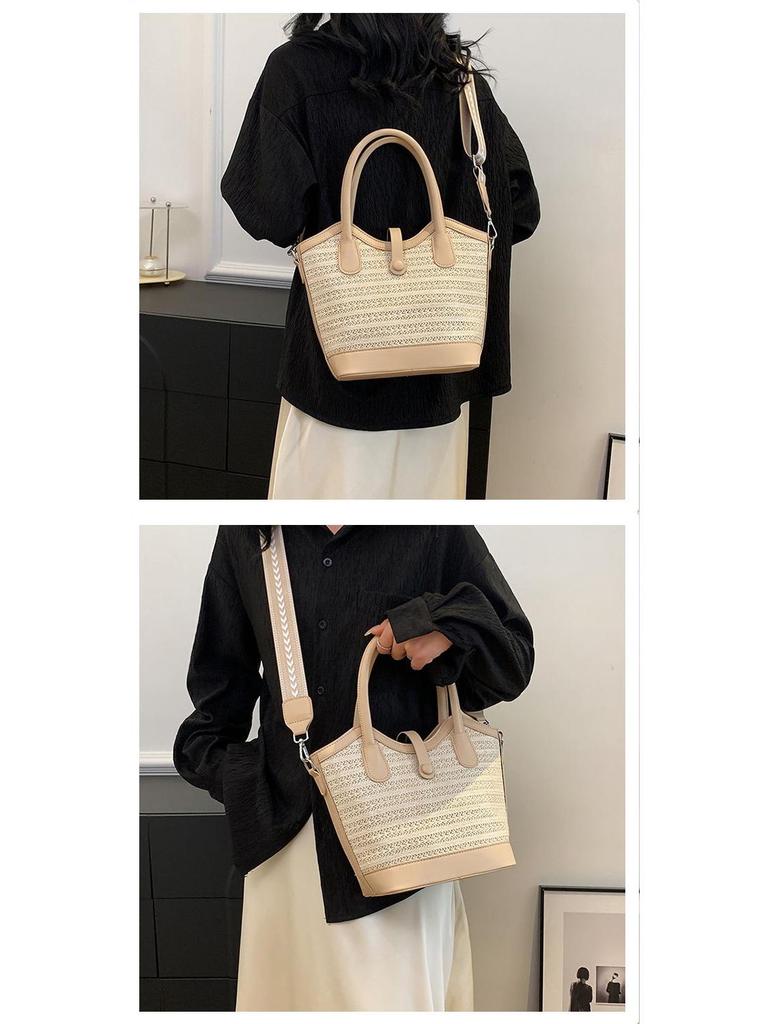 2025 Women's Large Capacity Summer Straw Bucket Shoulder Bag - Versatile Niche Design Tote