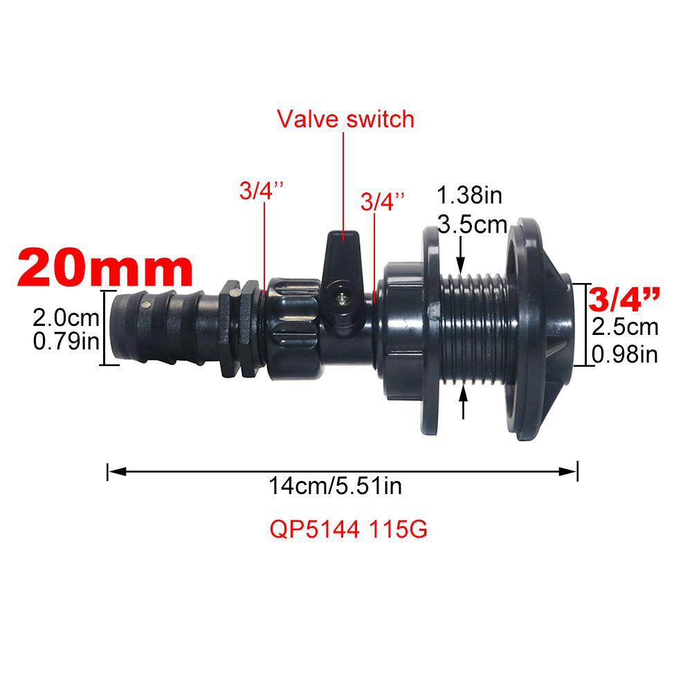 Water tank valve Pipe Joint 25mm 3/4'' Rainwater collection bucket faucet Water tank adapter Garden irrigation pipe joint