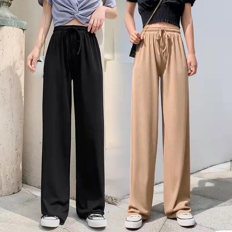 Women's Summer Lightweight High-Waist Silk Pants - Versatile, Slimming, Straight-Leg, Loose-Fit Bestseller