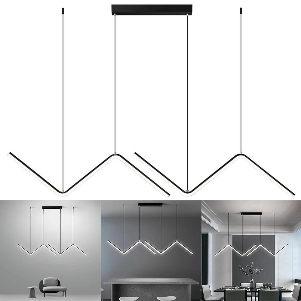 LED Wave Pendant Light Nordic Hanging Light 35 In Modern Pendant Lamp Energy Saving Linear Hanging Lamp for Kitchen Dining Room