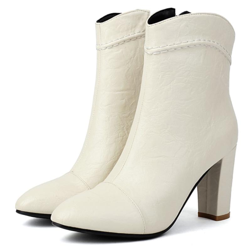 Elegantní kotníkové boty pro ženy 2024 podzim zima klasické černé hnědé krátké boty blokové podpatky party boty dámská značka velká velikost 45