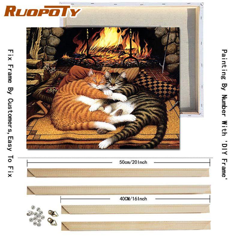 

Ruopoty красочные животные DIY картина по номерам ручная роспись маслом для настенного искусства картина украшение дома 40x50 см с DIY рамкой