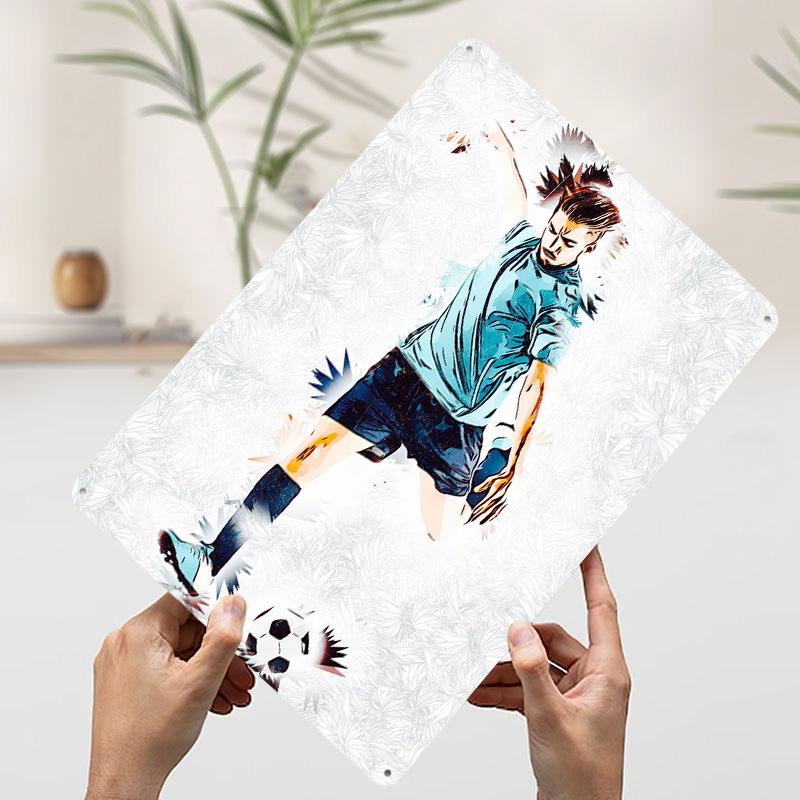 

Football Soccer Player Poster Customized Vintage Metal Signs Wall Art Retro Tin Plaque for Mancave Decoration Room House Decor 7.9x11.8In(20x30cm)