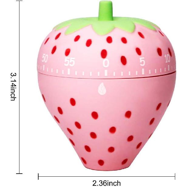 Cute Fruit Cookie Kitchen Timer | Novelty Manual Cooking Alarm | Fun Shaped Mechanical Strawberry Windup for Home Desktop Decor