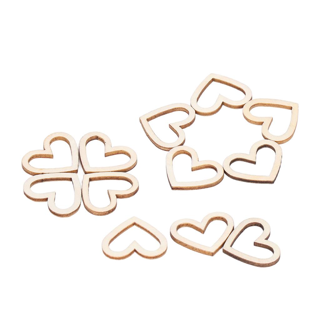 200pcs Heart Embellishments Delicate Hollow Heart Shape Wooden Ornament For Scrapbook Listing DIY Hand Made Crafts