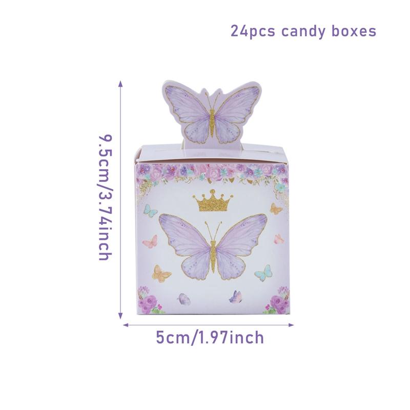 Butterfly Candy Gift Box Pink Purple Butterfly Birthday Party Decorations Kids Wedding Supplies Baby Shower Cookie Biscuit Box