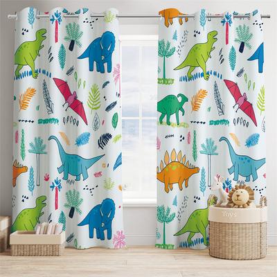 3D Printed Cute Cartoon Dinosaur Curtains For Living Room Bedroom Blinds Kids Room Home Decor 2 Panels
