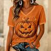Women's V-Neck Short Sleeve Print T-Shirt for Casual Everyday Wear
