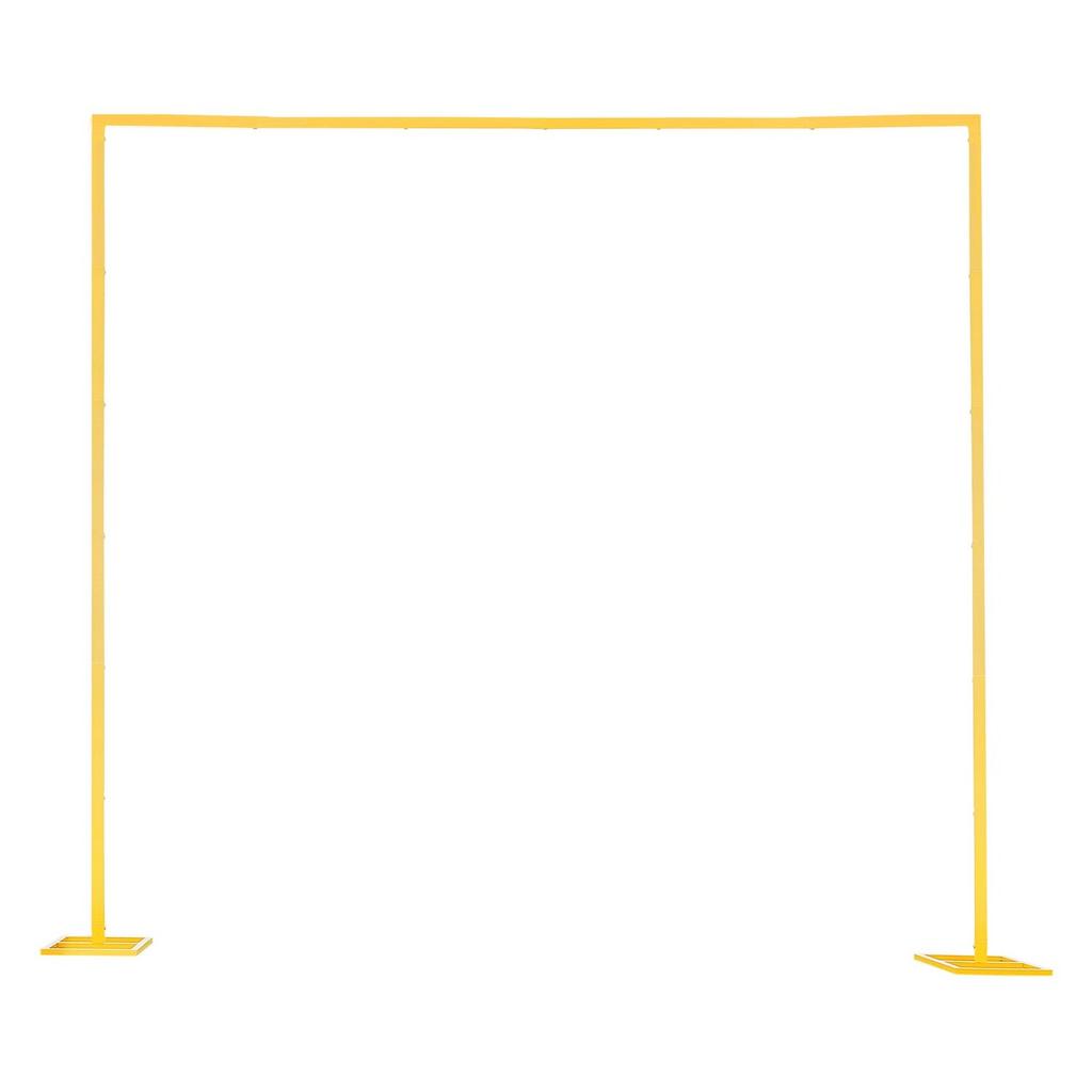 Arch Backdrop Stand, 2.4 x 2.4 m, Stable Structure, Easy Assembly, Square Gold Metal Arch Backdrop Stand for Wedding, Birthday Party, Graduation,
