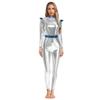 Shiny Metallic Alien Costume for Women Spandex Full Body Catsuit Robot Halloween Outfit