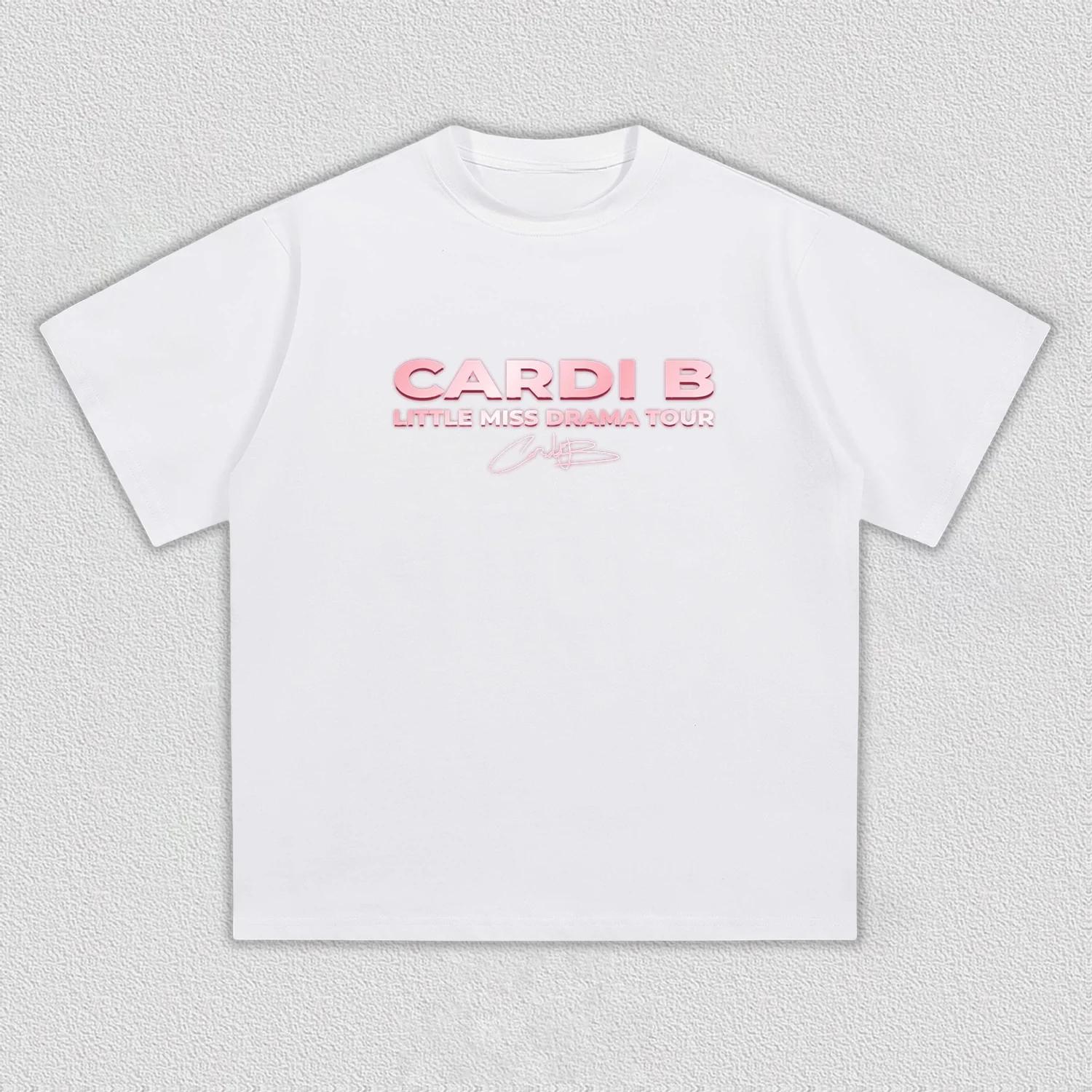 

Cardi B Inspired Little Miss Drama Tour 2026 cotton unisex shirt Summer Oneck Men Y2k Hip Hop Short Sleeve Tshirt fan gift 4XL