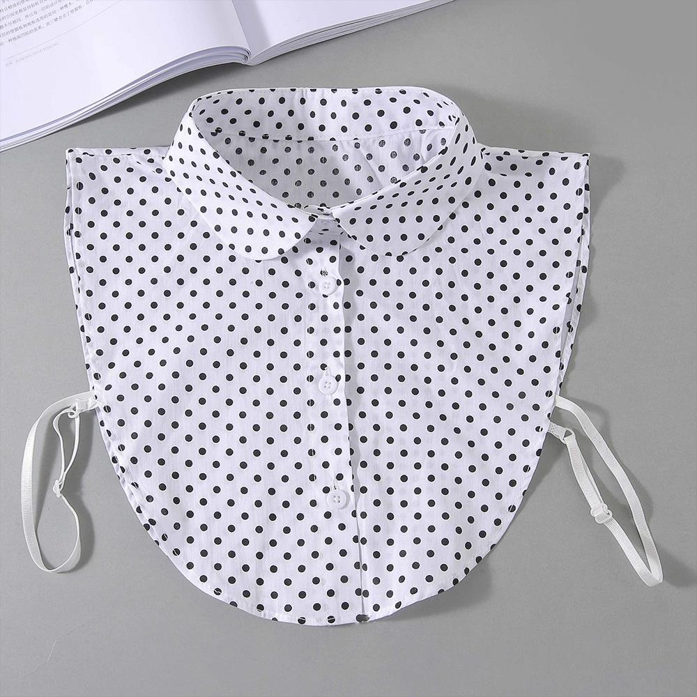 Polka Dots Shirt Detachable Collar Front Tie White Fake Collar Women Stand Detachable Collar Fake Vintage False Blouse Collar