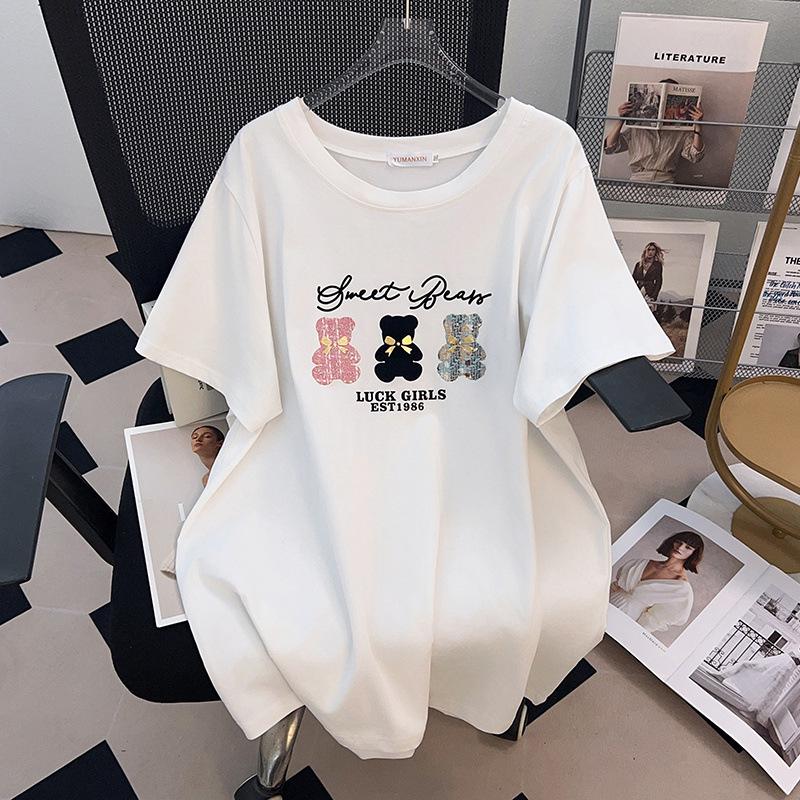 Women's Plus Size Loose Mid-Length Short-Sleeved Round Neck T-Shirt
