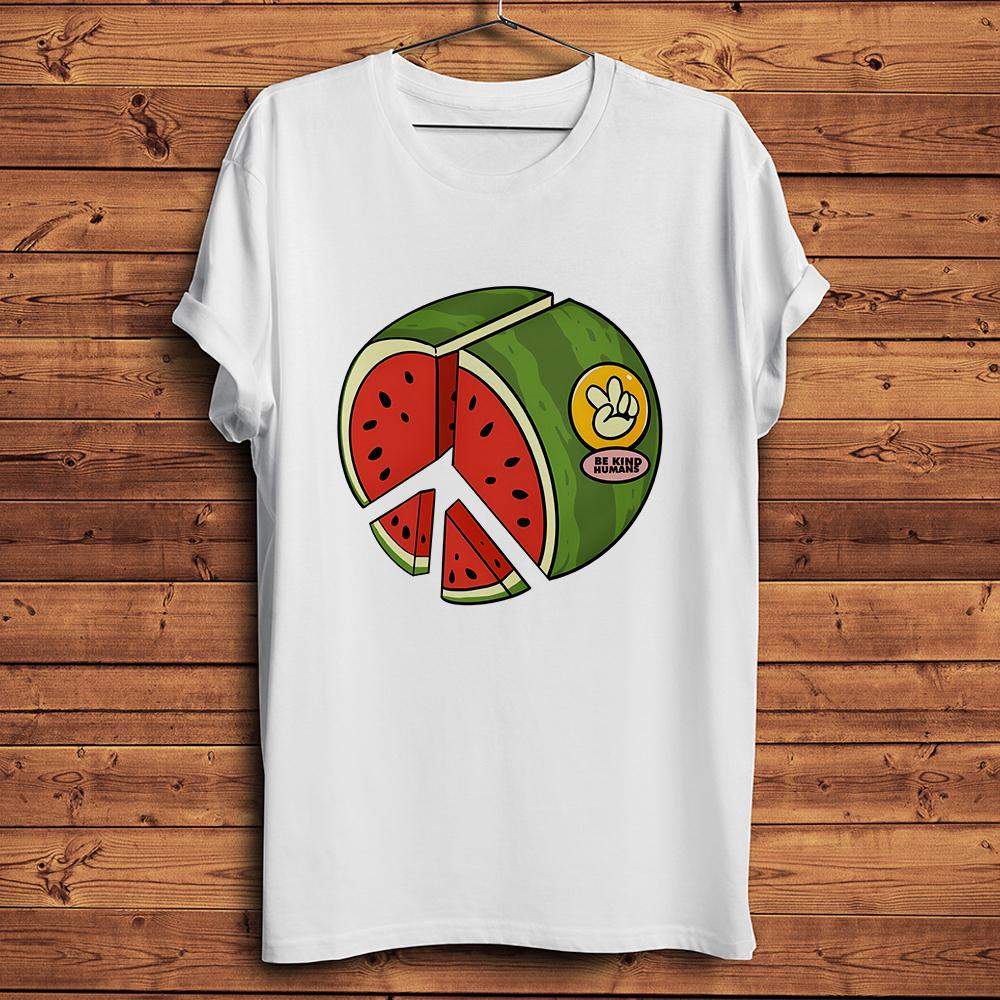 Peace Sign Watermelonbe KindFunny Antiwar TshirtWhite Casual Short Sleeve TShirtUnisex TeeNocracking Breathable Print S