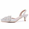 5cm New White Wedding Shoes Bridesmaid Shoes Women's Lace Shoes Fashion High Heels Pearl Pumps