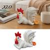 Pastoral Style Decorations White Rooster Statue with Enchanting Posture & Long Eyelashes, Creative Table Art Sculpture, Funny Resin Vintage