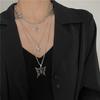 Punk Multi-Layered Chain Necklace Women Silver Butterfly Cross Angel Pendants Hip Hop Grunge Street Jewelry