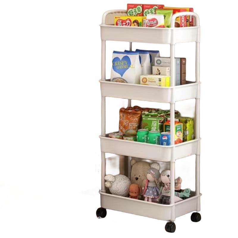 Compact Multi-Layer Mobile Storage Rack for Kitchen, Bathroom, or Bedroom