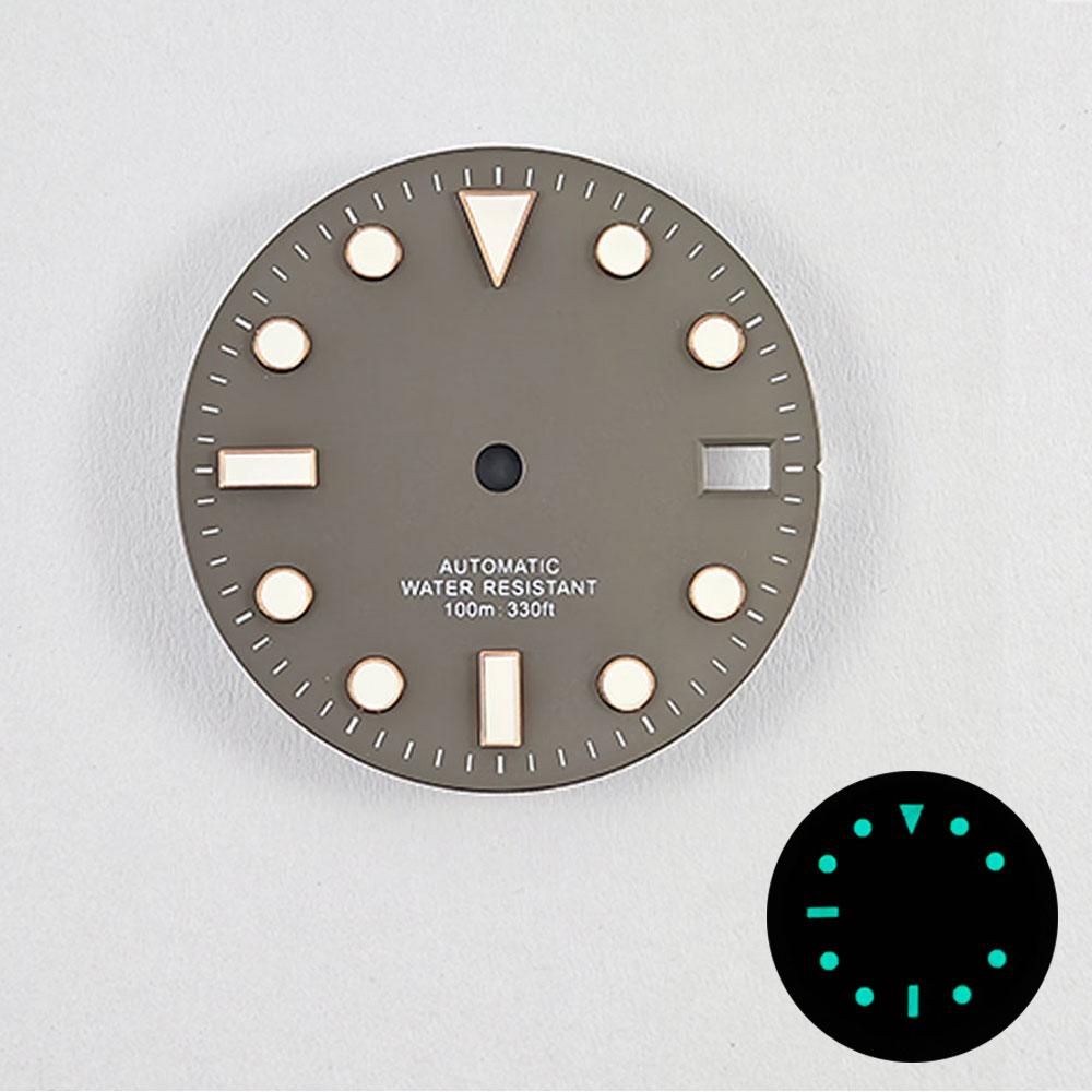 NH35 28,5mm Kein Logo Zifferblatt Steril Leuchtend Weiß Schwarz Blau Grün Für NH35A NH36 Hohe Qualität Roségold Nagel Zifferblatt Teile