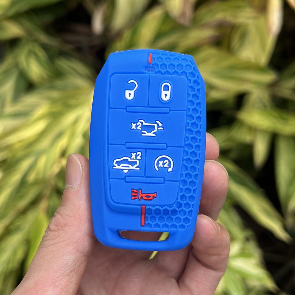 Silicone Car Key Case Remote Cover Shell Keychain Accessories for Dodge Ram 1500 Pickup Limited 2019 2020 2021 2022 2023 2024