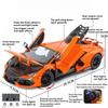 1:24 Camaro Revuelto Model Toy Car Metal Diecast Music Light Shock Absorption Models Linkage Steering Toys Collectible Item