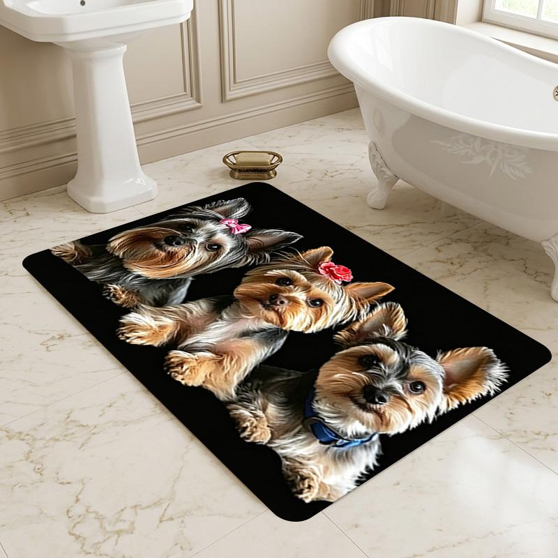 Yorkie Trio Living Room Nonslip Area Rug Soft Carpet For Bedroom Game Playroom Sofa Office Home Decor Doormat Christmas Gift C926351