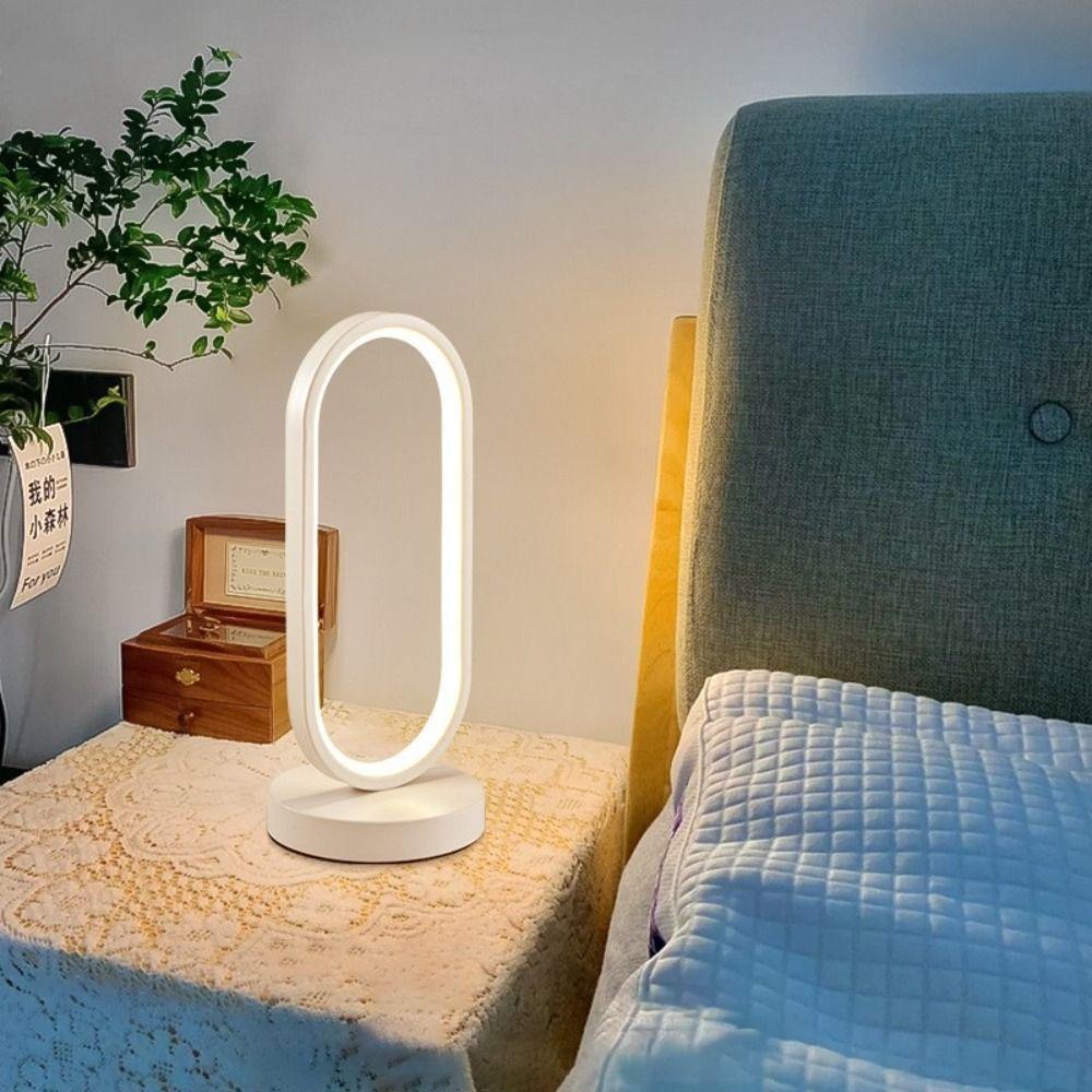 Portable USB-Powered LED Desk Lamp 3-color Dimming Eye-Care Bedside Lamp Ring-shaped Table Lamp Living Room
