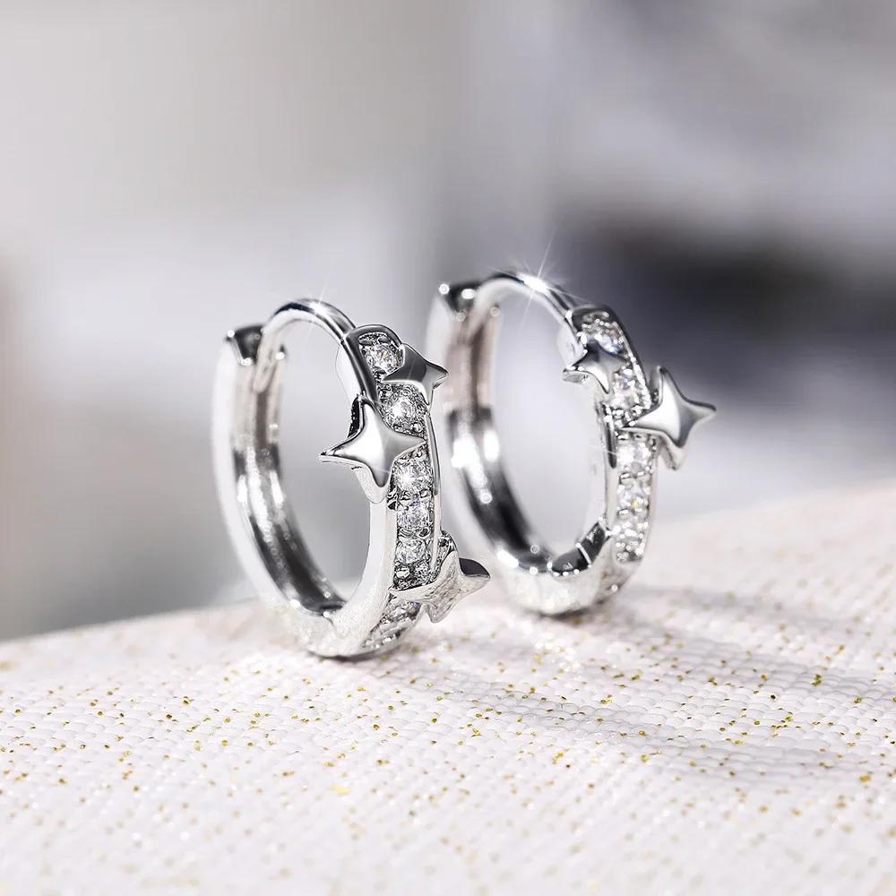 Fashionable Small Fresh Earrings Ins Style Personalized Mosonite Sparkling Light Luxury Jewelry Headpiece For Women