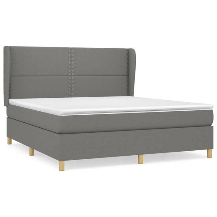 3128454 vidaXL Divan Bed with Mattress Dark Grey 160x200cm Fabric
