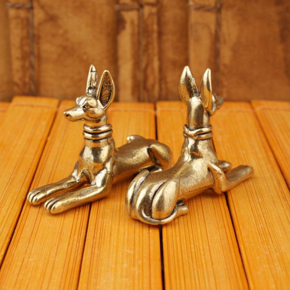 Retro Brass Dog Statue Wealth Zodiac Animal Tea Pet Cultural Decor Craft Table Ornament Decorative Figurines Home Accessories