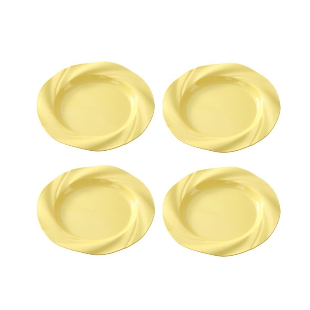 4PCS Plastic Light Luxury Round Plate Ceramic-look Salad Dish Easy To Clean Fruit Plate  Pasta 22.5 cm/8.86 in жёлтый