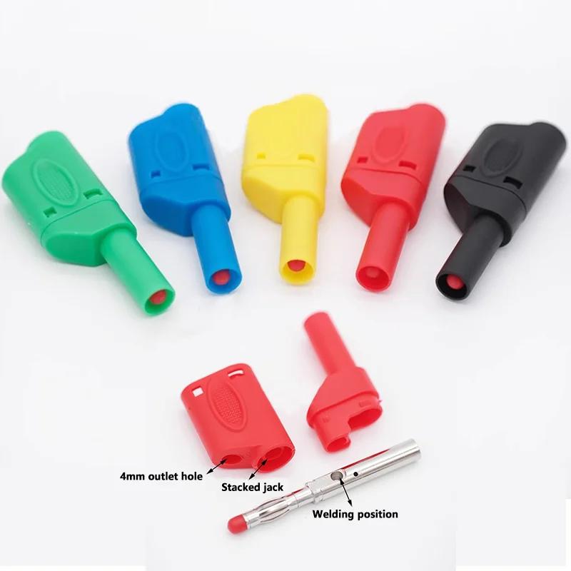 10Pcs Stackable 4mm Banana Plug Nickel-plated Lantern Plug Retractable Banana Plugs Connector with Safety Sheath