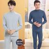 Men's Pure Cotton Thermal Underwear Set: High Neck Top & Bottoms for Cold Protection and Quick Warmth