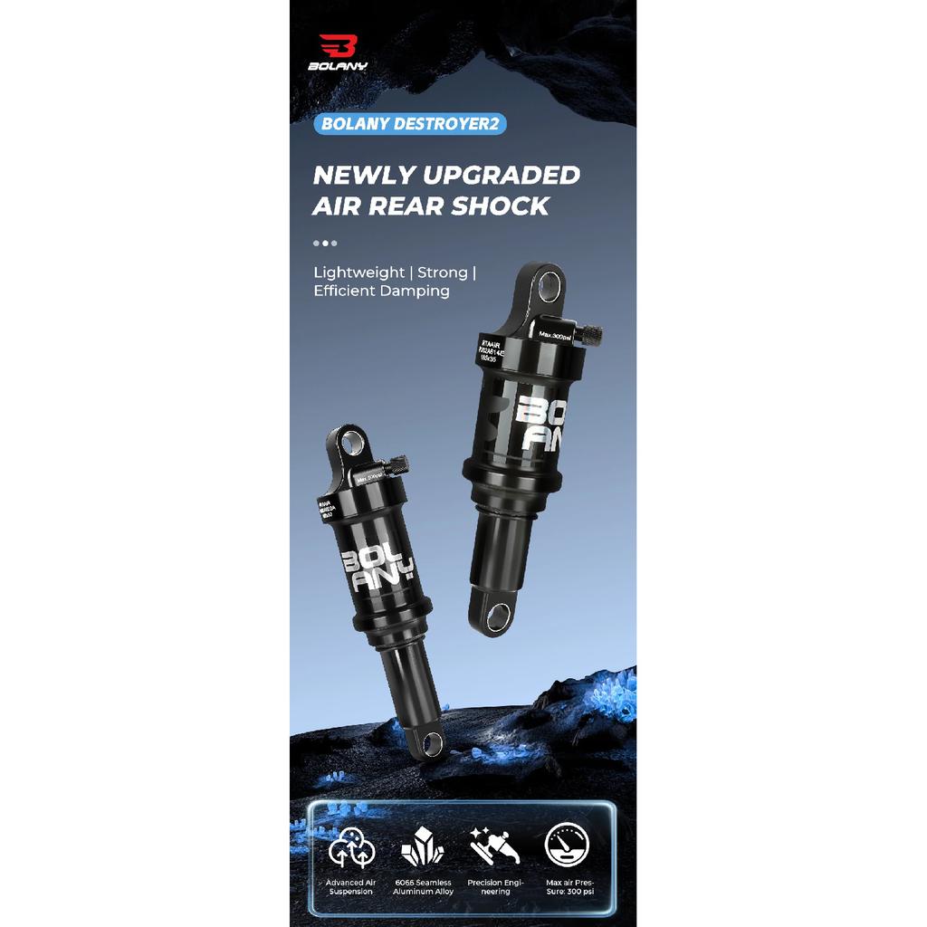 BOLANY Soft Tail Bike Air Rear Absorber Mountain Bike Rear Shock Suspension XC DH Shock MTB 165/190/210/230mm Bike Parts