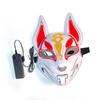 High Quality PVC Japanese Fox Mask Full Face Reusable Halloween Costume Mask Durable LED Neon Light Mask