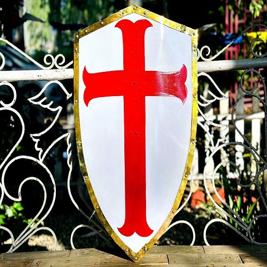 Medieval Heater Shield – Templar Cross Design, 60 Cm, Wall Décor & Role Play