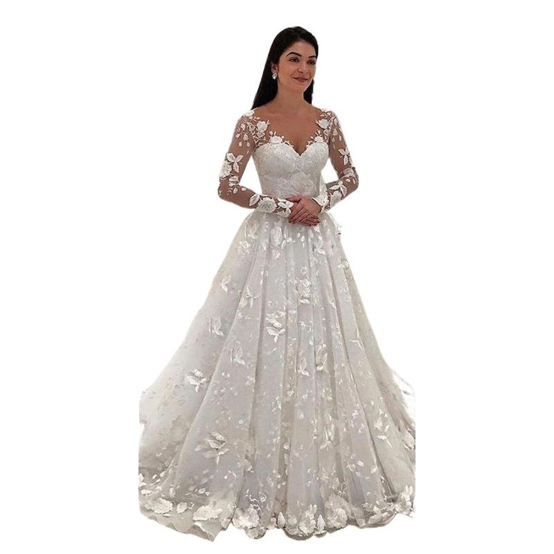 

2023 Новые женщины's Платье Кружевное Глубокое V Платье с длинным рукавом Длинная юбка