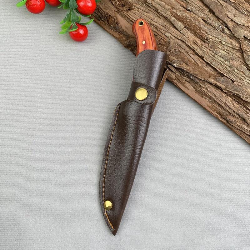 Faca de cozinha forjada em aço inoxidável, faca de desossar, cutelo para churrasco, descascador de frutas, faca para bife, cabo de madeira com capa