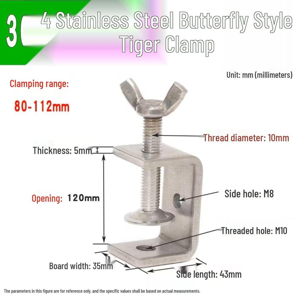 304 Stainless Steel Hand-Tightened U-Type/C-Type Pipe Clamp Fixture