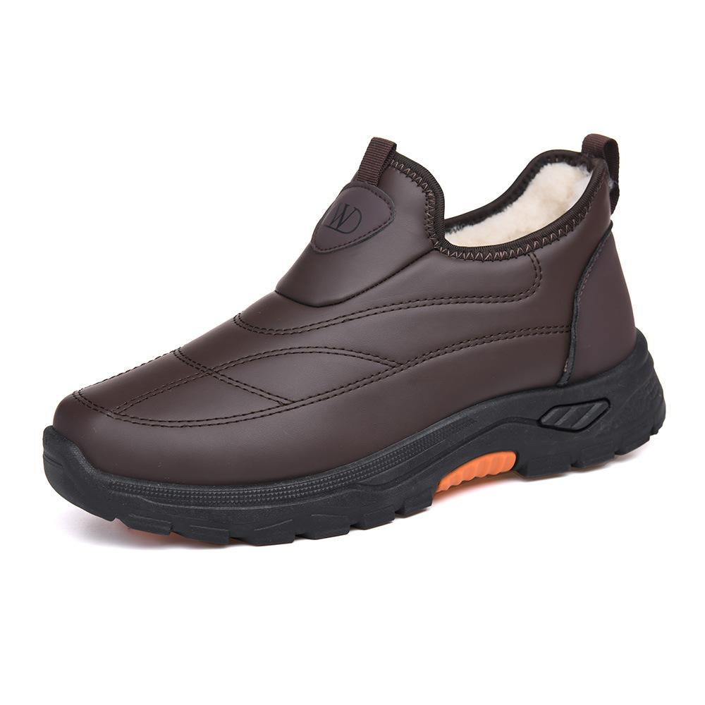 Men's casual cotton boots in winter with plush cotton shoes and plush thickened warm dad shoes