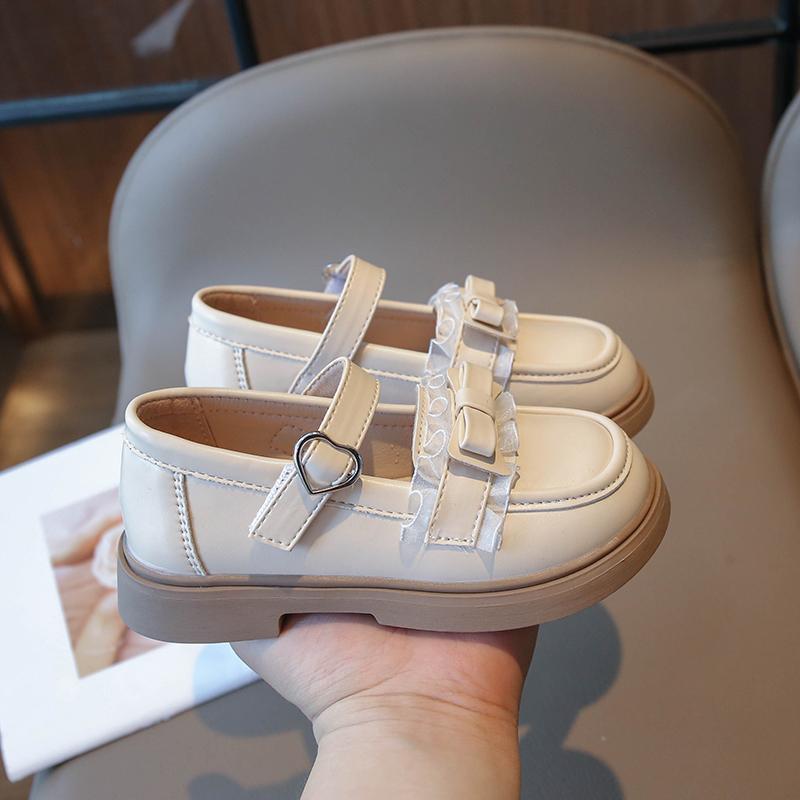 Girls Kids Shoes 2024 Spring New Little Princess Bow Flowers Korean Princess Soft Moccasin Shoes Elegant Children Casual Shoes