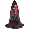 Skull Print Teenagers Hooded Cape - Long Cloak For With Hood Celebrations And Festive Events Costume For Youth